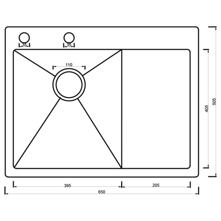 Кухонная мойка ARONA  ARS 650*505 L SATIN