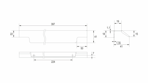 Мебельная ручка ARCA RT115GR.1/224/400 (GR - Серый)