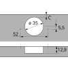 Петля Intermat 9930 эркерная для угловых шкафов, чашка TH52 D35, накладная, B24, 9090109