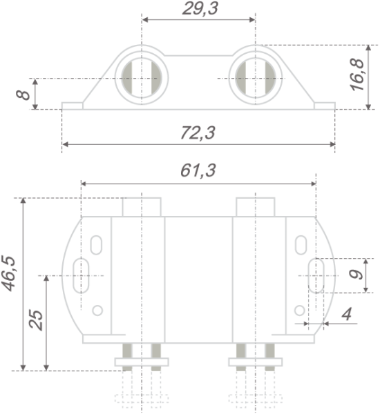 Магнитный держатель MH02/Bl для 2-х стеклянных фасадов (черный)