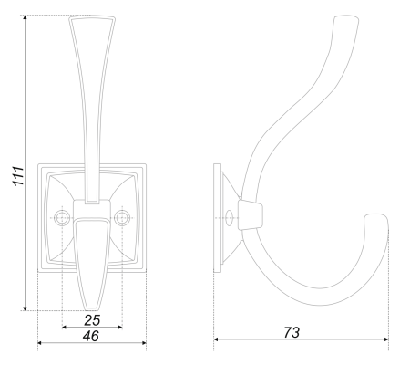 Мебельный крючок GERALD K216BL.8 (BL - Чёрный матовый)
