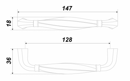 Мебельная ручка ADAGIO RS452BAC.4/128 (BAC - Брашированная старинная медь)